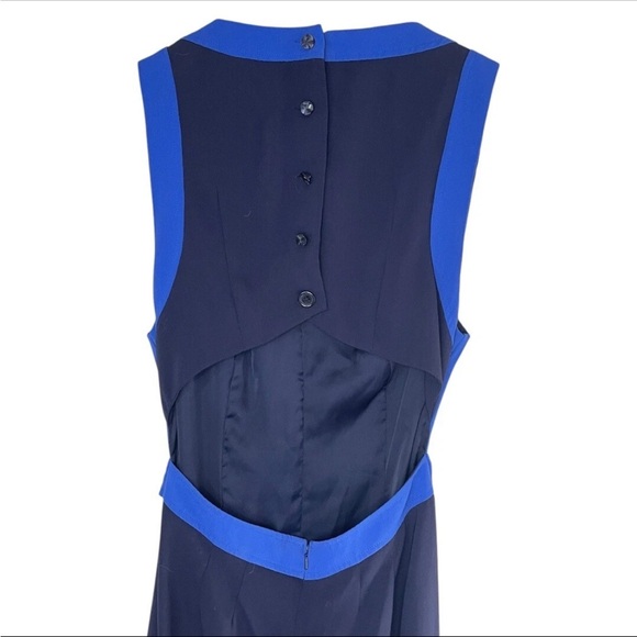 Anthropologie Elevenses Beca Blue Colorblock Wide Leg Jumpsuit Size 0. B24 - Picture 5 of 8